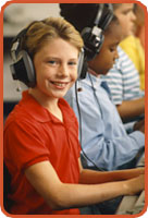 Students wearing headphones